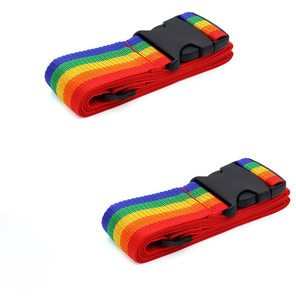 PALAY 2pc Luggage Straps, Adjustable Suitcase Belts, Heavy Duty Non-Slip Travel Luggage Straps with Boarding Pass, Quick-Release Luggage Straps Buckle Travel Accessories Bag Straps (Rainbow) PALAY 2pc Luggage Straps, Adjustable Suitcase Belts, Heavy Duty Non-Slip Travel Luggage Straps with Boarding Pass, Quick-Release Luggage Straps Buckle Travel Accessories Bag Straps (Rainbow)